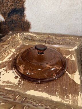 vintage Pyrex Visions Cranberry Glass Lid